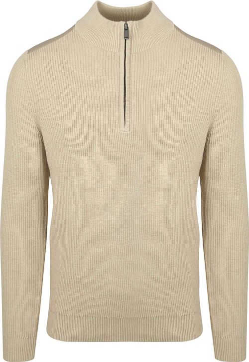 Sweter Suitable Half Zip z naszywką, ecru Product