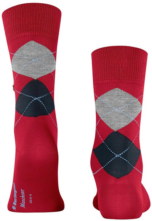 Burlington Manchester Sok Ruit Rood 8048 Product / Achterkant