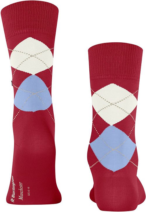 Burlington Manchester Socks Checkered Red 8049 Product / Achterkant