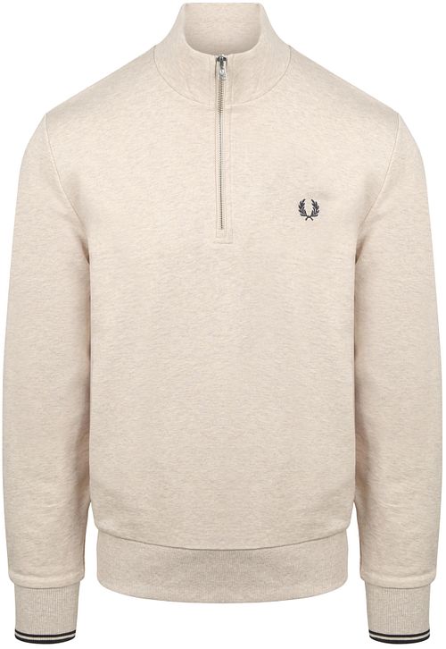 Fred Perry Half Zip Trui Melange Beige