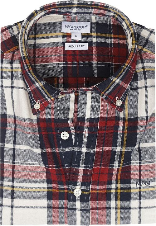 McGregor Hemd Herringbone Ruit Rood Blauw Product