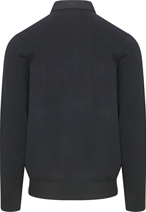 Profuomo luksusowa koszulka polo z długim rękawem Basic w kolorze granatowym Product / Achterkant