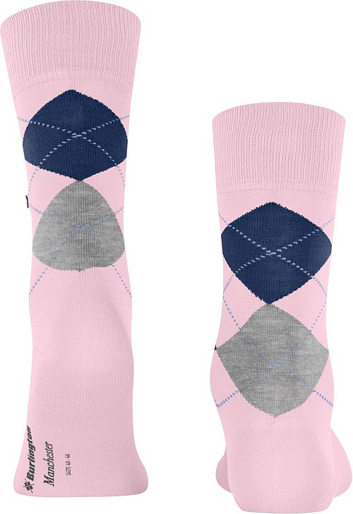 Burlington Chaussettes Manchester Carreaux Rose 8440 Product / Achterkant