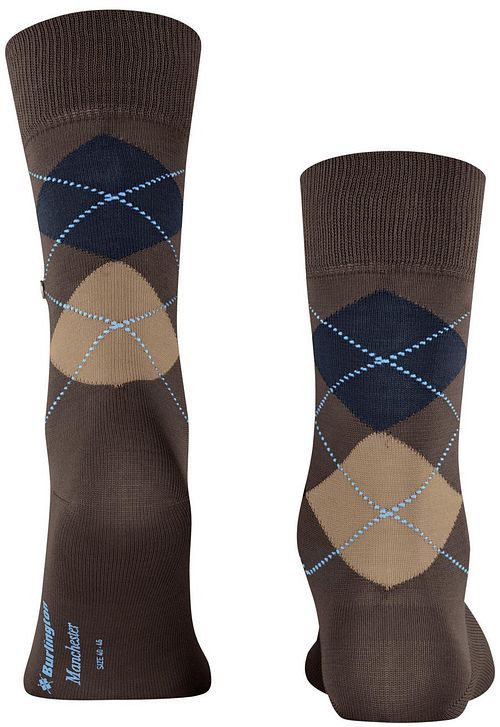 Skarpety Burlington Manchester w kratę brązowe 5043 Product / Achterkant