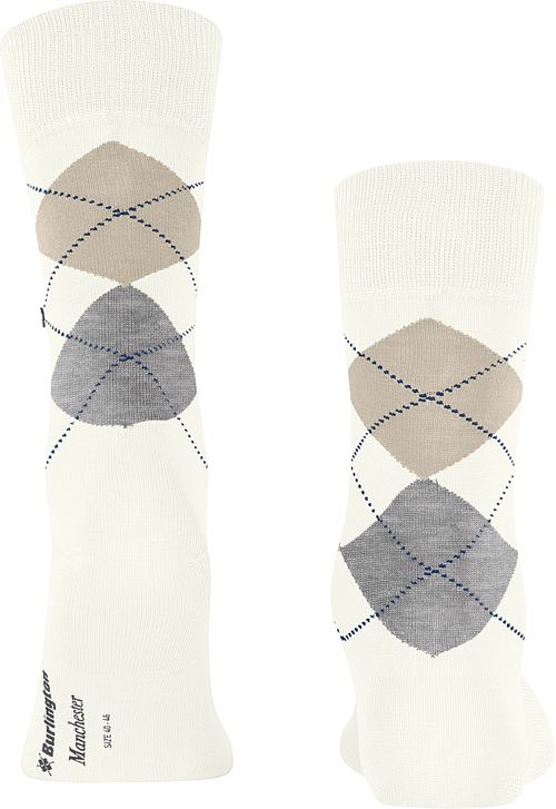 Burlington Manchester Socke Kariert Off-White 2049 Product / Achterkant