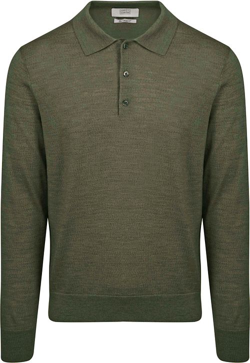 King Essentials The Robert Polo a manica lunga in merino verde army Product