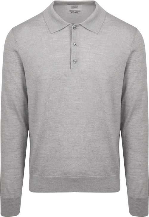 KING Essentials The Robert Poloshirt z długim rękawem z wełny merino Szary Product