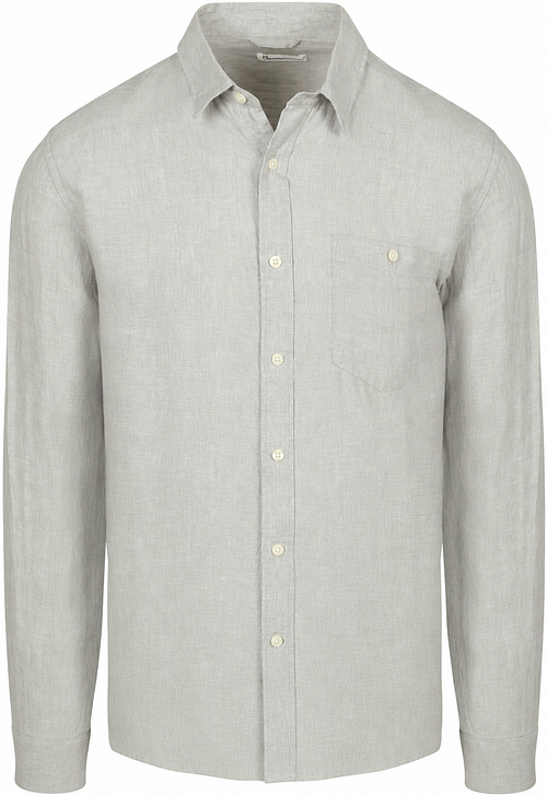 Koszula Knowledge Cotton Apparel z lnu w szare paski Product