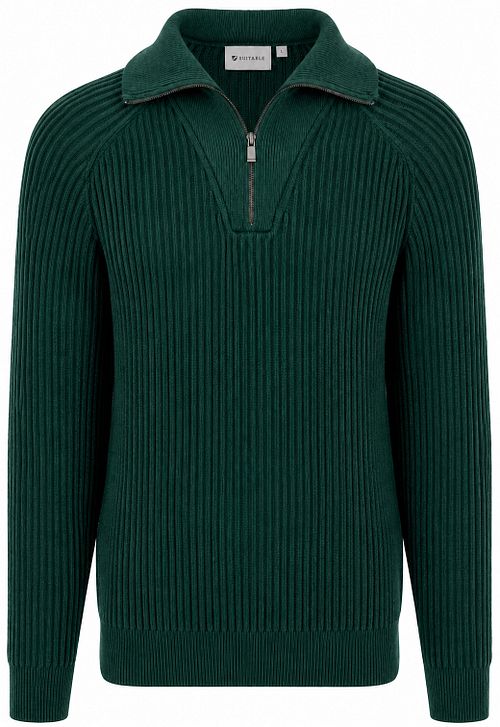 Sweter Suitable Sailor Wool Blend z zamkiem half zip w kolorze ciemnozielonym Product