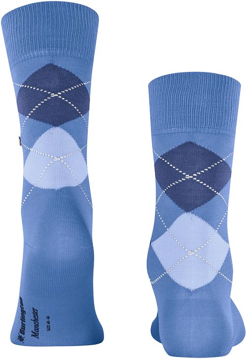 Burlington Manchester Skarpety w kratę niebieskie 6550 Product / Achterkant