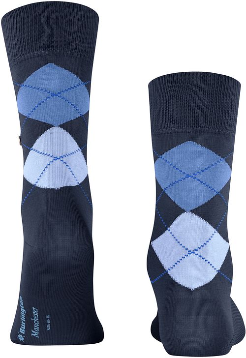 Burlington Manchester Socken Kariert Blau 6120 Product / Achterkant
