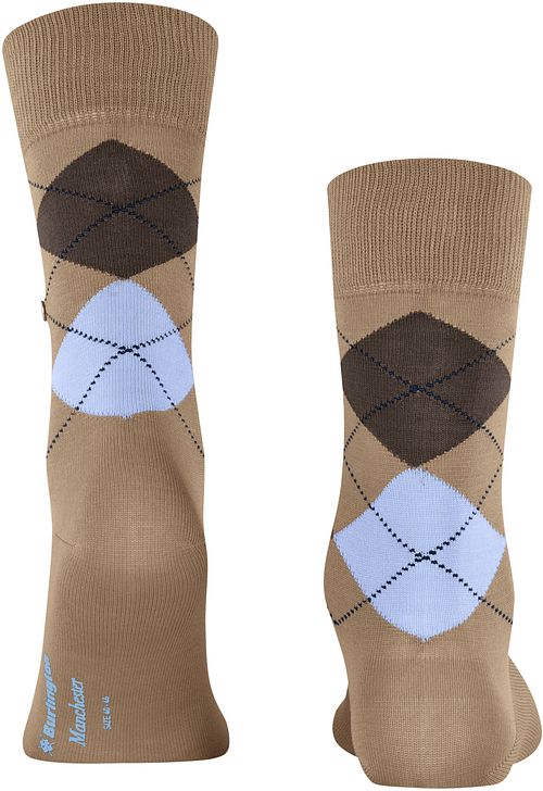 Burlington Manchester Socks Checkered Beige 4240 Product / Achterkant