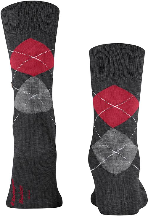 Calcetines Burlington Manchester de rombos gris 3096 Product / Achterkant
