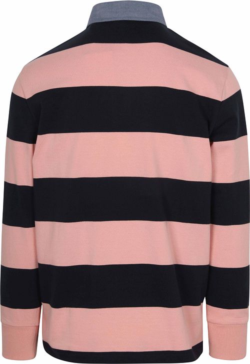 Gant Heavy Rugger Shield Polo Stribet Marineblå Rosa Product / Achterkant