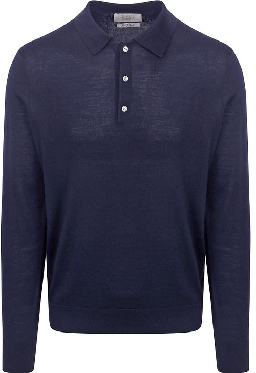 King Essentials Robert – koszulka polo z długim rękawem z wełny merino, granatowa Product