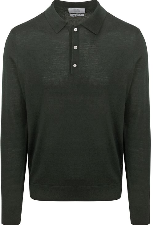 KING Essentials The Robert Polo de manga larga de merino en verde oscuro Product