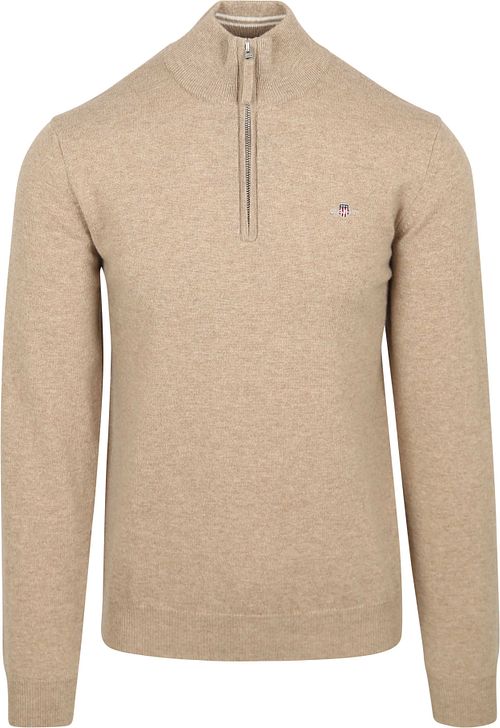 Maglia in lana GANT half-zip con logo beige Product