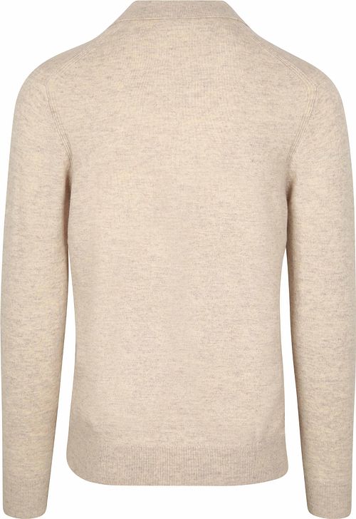 Profuomo Langærmet Poloshirt Uldblanding Sand Product / Achterkant