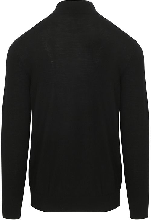 Profuomo Halv Lynlås Pullover i Merinould Sort Product / Achterkant