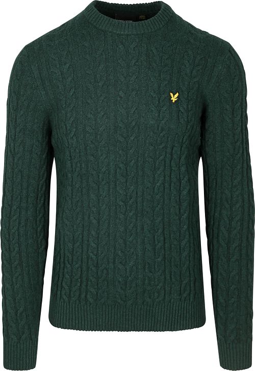 Sweter Lyle & Scott z splotem warkoczowym, ciemnozielony Product