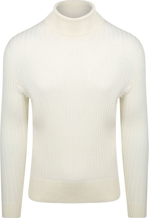 Golf Suitable w prążek, z wełny merino, w kolorze złamanej bieli Product