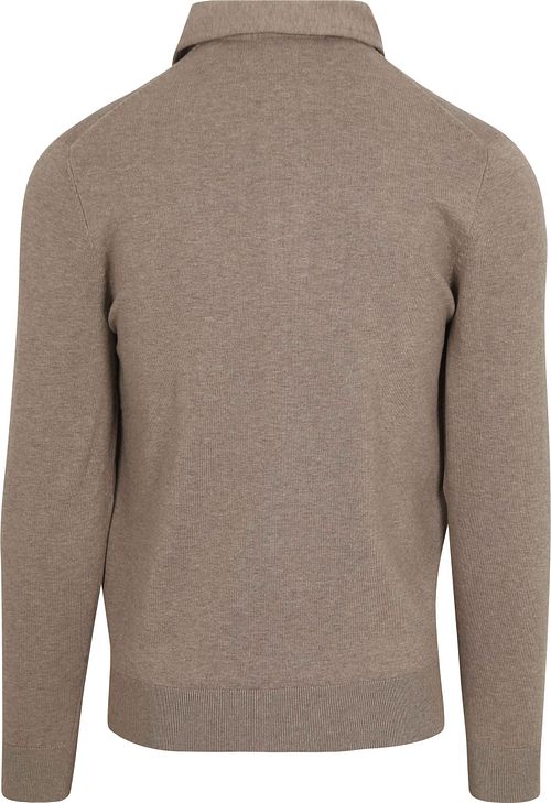 Profuomo Langærmet Poloshirt Luxury Basic Taupe Product / Achterkant