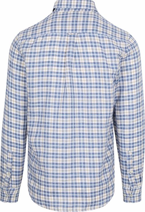 Camisa Steppin' Out de lino y algodón a cuadros, azul y arena Product / Achterkant