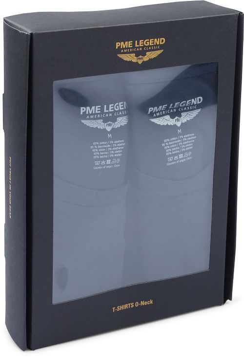 PME Legend Basic T-Shirt 2-Pack de cuello redondo en color navy Verpakking