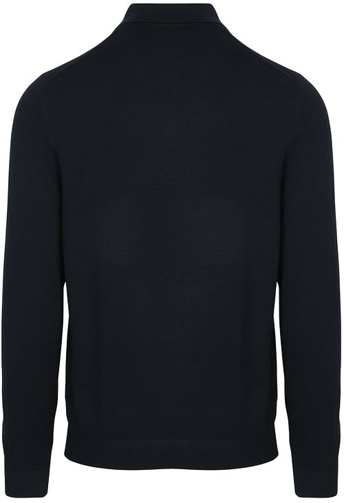 Suitable Longsleeve Poloshirt Flat Knit Marineblå Product / Achterkant