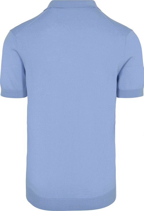 Suitable Knitted Half Zip Polo Shirt Dan Light Blue Product / Achterkant