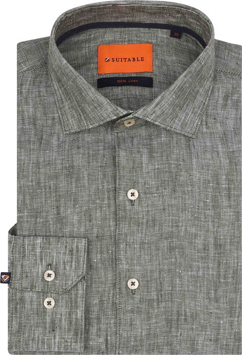 Suitable Overhemd Linnen Groen Product