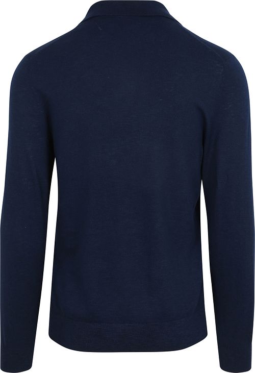 Koszulka polo Suitable Riva Pocket z długim rękawem w kolorze granatowym Product / Achterkant