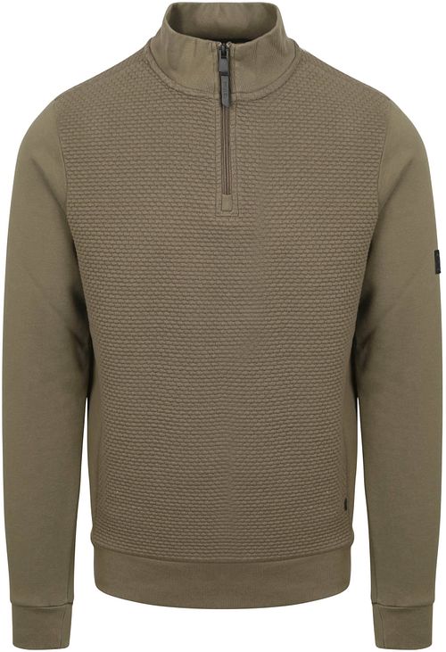 Petrol Half Zip-gensar med struktur i oliven Product