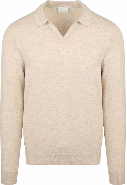Profuomo Longsleeve Polo Shirt Wool Blend Sand Product