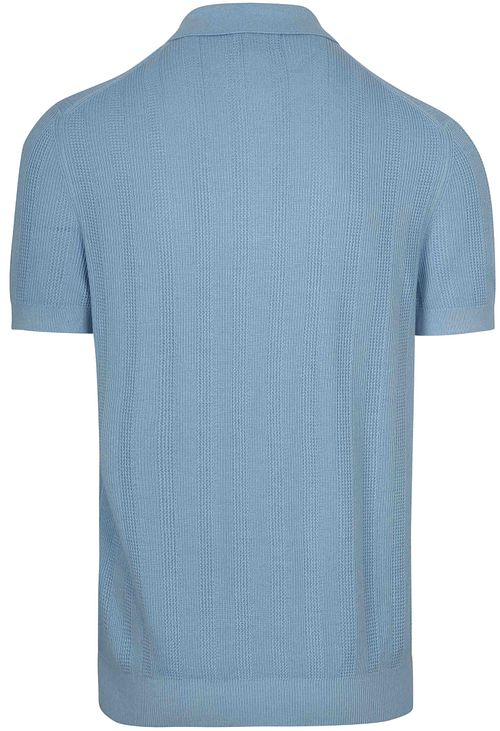 Suitable Knitted Jacquard Polo Shirt Light Blue