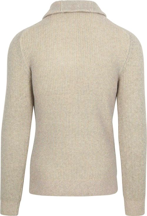 No Excess Half Zip Trui Two Coloured Melange Greige Product / Achterkant