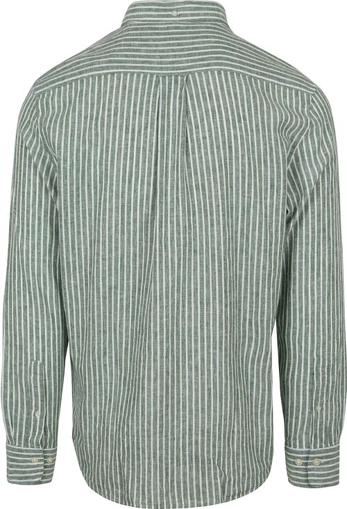Gant Chemise Décontractée Lin Rayures Vert Product / Achterkant