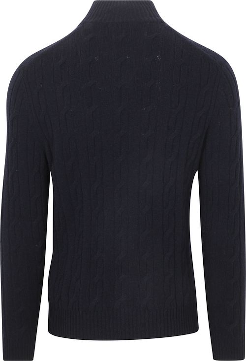 Gant Halfzip Lammwollpullover Cable Blau Product / Achterkant
