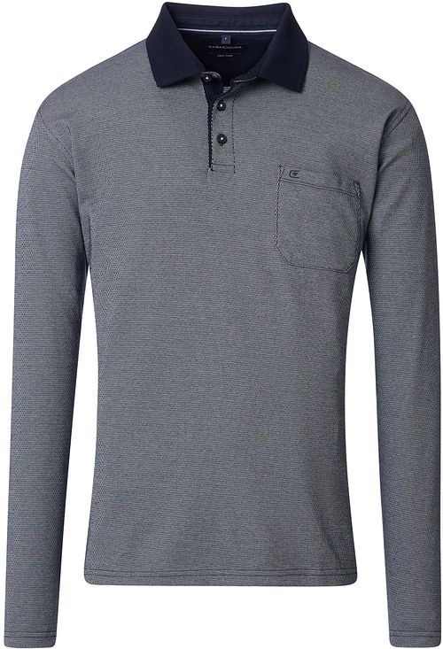 Polo CASAMODA de manga larga con textura azul Product