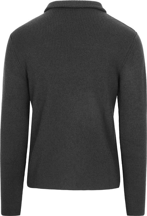 Sweter KnowledgeCotton Apparel z półzamkiem, wełna merynosów, antracytowy Product / Achterkant