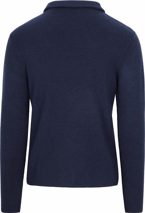 Sweter KnowledgeCotton Apparel z półzamkiem, wełna merynosów, granatowy Product / Achterkant
