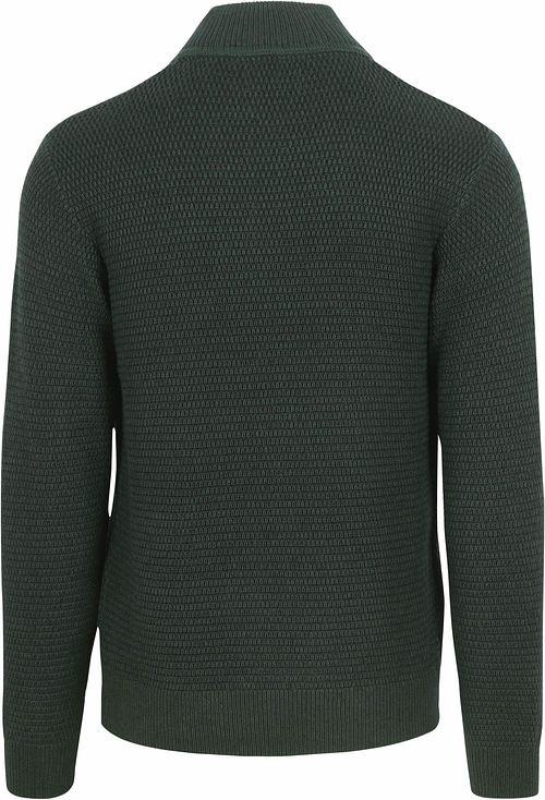 No Excess Half Zip Pullover Struktur Melange Mørkegrøn Product / Achterkant