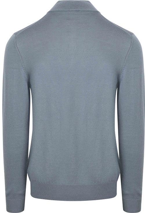 Profuomo Halv Lynlås Pullover Merinould Blå Product / Achterkant