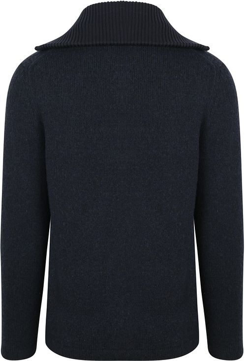 Suitable Deep Lynlås Pullover Kogt Uld Marineblå Product / Achterkant