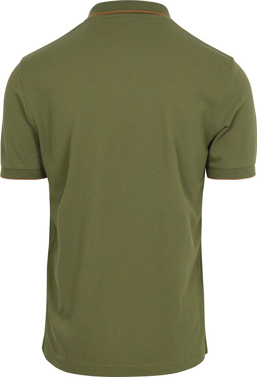 Sun68 Polo Shirt Small Stripe Collar Olive Green