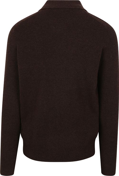 Lyle & Scott Longsleeve Poloshirt Lammwolle Braun Product / Achterkant