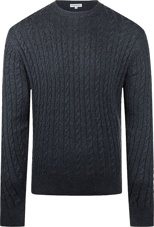 McGregor sweter z warkoczowym splotem z wełny merynosów, melanżowy, granatowy Product