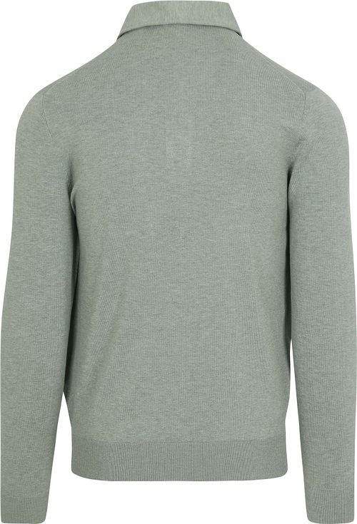 Profuomo Koszulka polo z długim rękawem Luxury Basic zielona Product / Achterkant