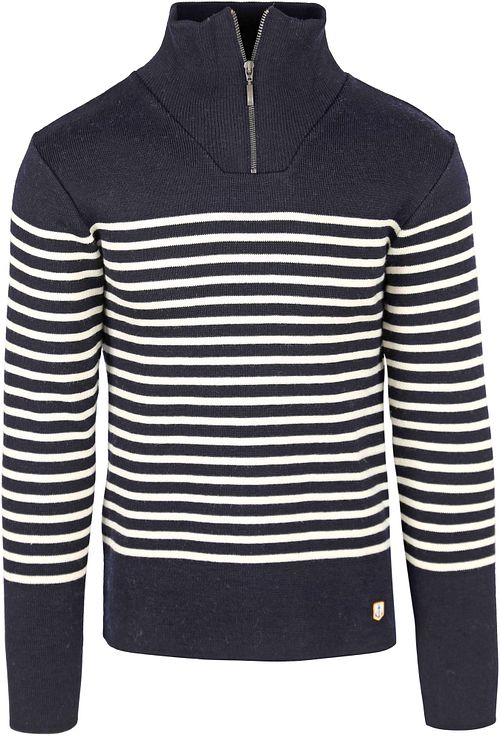 Armor-Lux maglione camionneur in lana con mezza zip a righe navy Product