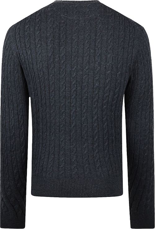 McGregor maglione a trecce in lana merino mélange navy Product / Achterkant